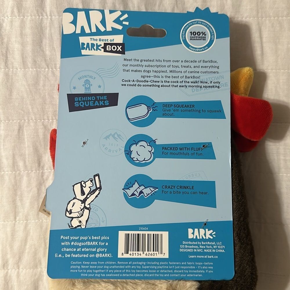 BARK Cockk-a-Doodle-Chew Brown Red Yellow White Green Beige Rooster Dog Toy - Picture 14 of 16
